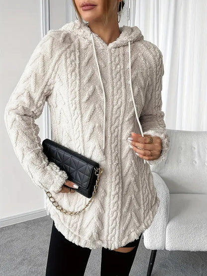 Dames Pull à capuche en peluche avec design en tresses Chic und Stil