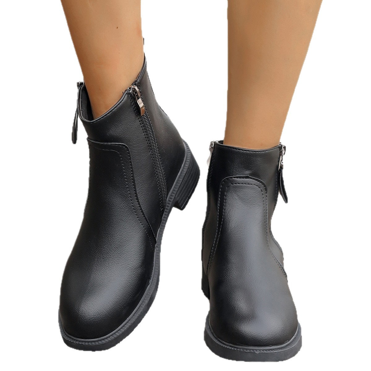 Dames Botte élégante avec fermeture éclair et design à la mode Chic und Stil