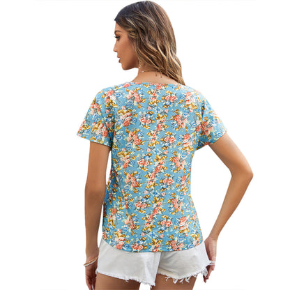 Top blouse pour femmes avec design floral et décolleté en V Chic und Stil