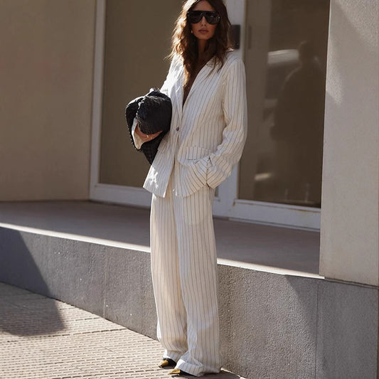 Dames ensemble élégant rayé Chic und Stil