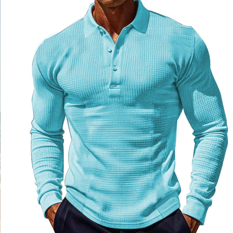 Chemise polo à manches longues élégante pour hommes avec boutonnière et design texturé Chic und Stil