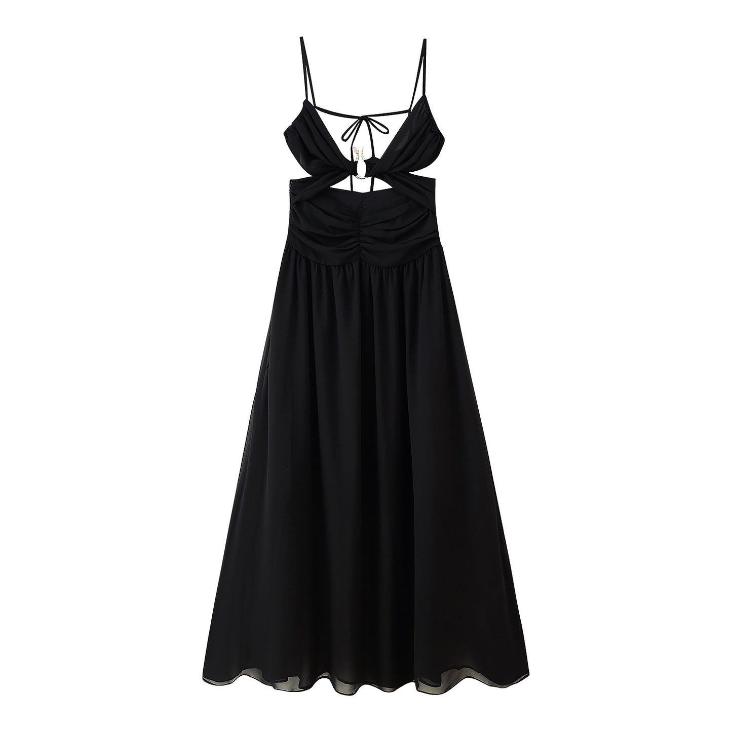 Robe maxi femme avec un design de volants ludique et une élégante ouverture dans le dos Chic und Stil