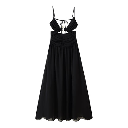 Robe maxi femme avec un design de volants ludique et une élégante ouverture dans le dos Chic und Stil