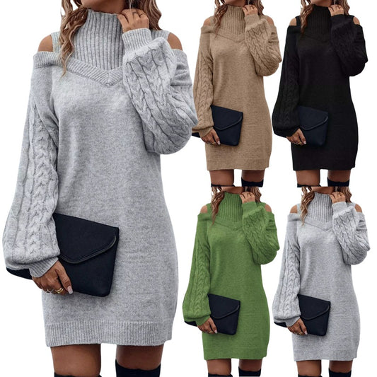 Robe en tricot pour femmes avec design off-shoulder et tricot unique en torsade Chic und Stil