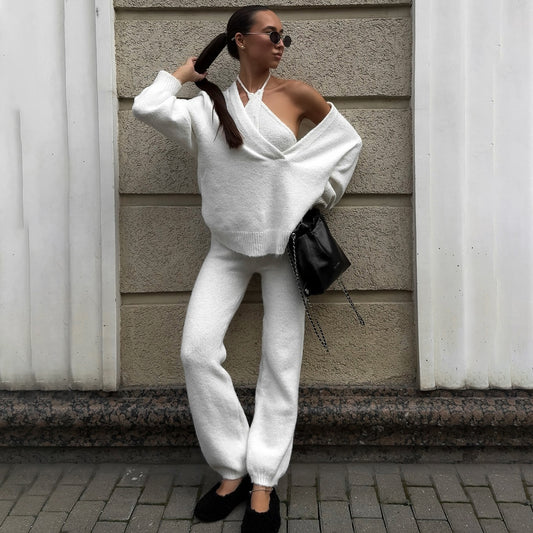 Ensemble en tricot confortable pour femmes avec un pull décontracté et un pantalon confortable Chic und Stil