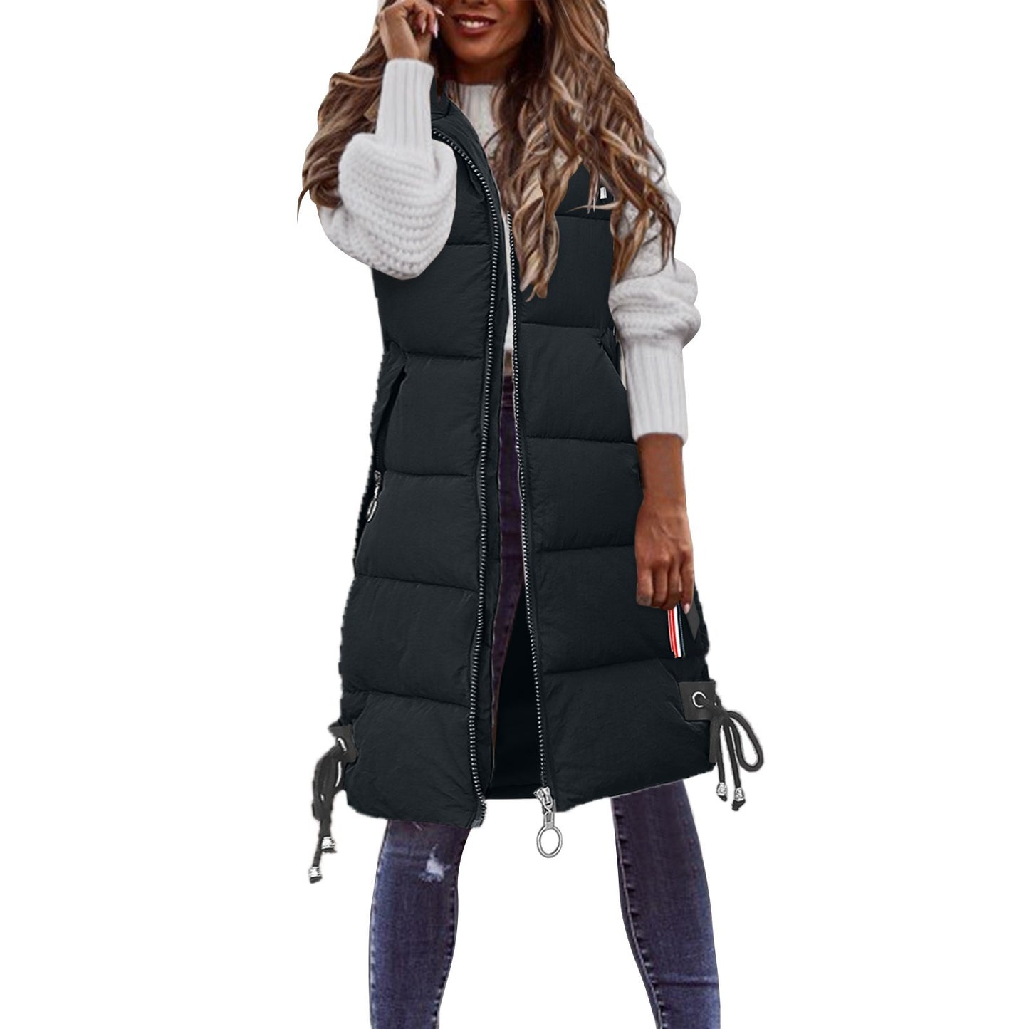 Dames Gilets mode matelassé avec poches pratiques et cordon élastique ajustable Chic und Stil