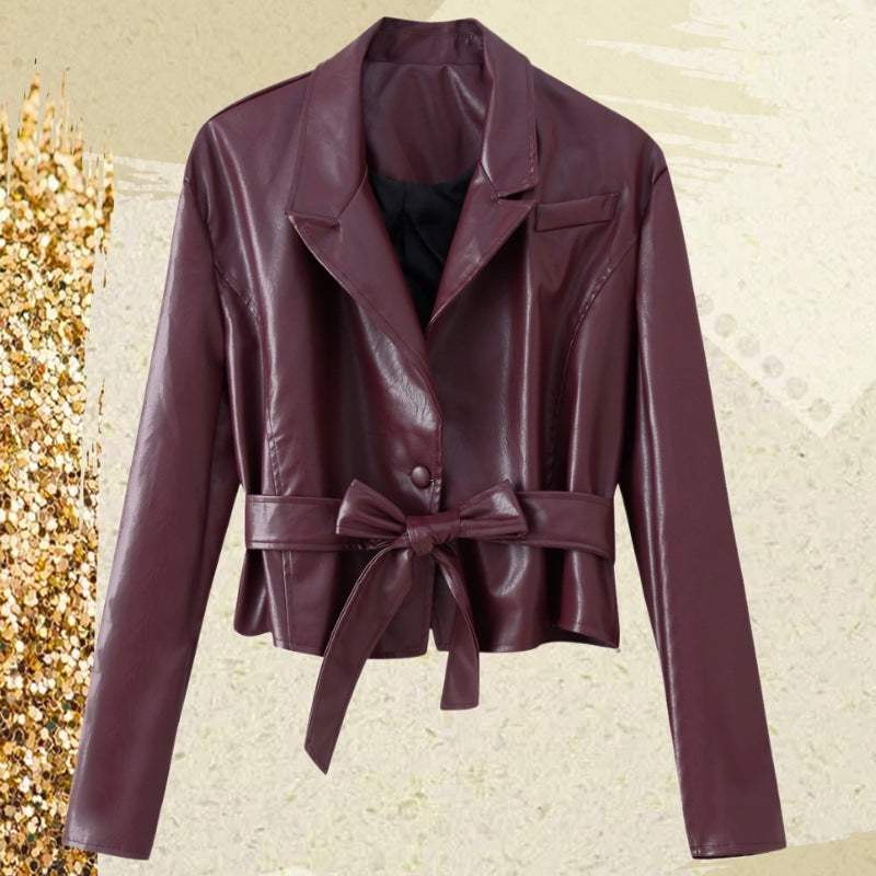 Ladies Elegant Faux Leather Jacket Chic and Style