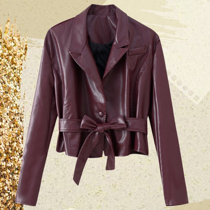 Ladies Elegant Faux Leather Jacket Chic and Style