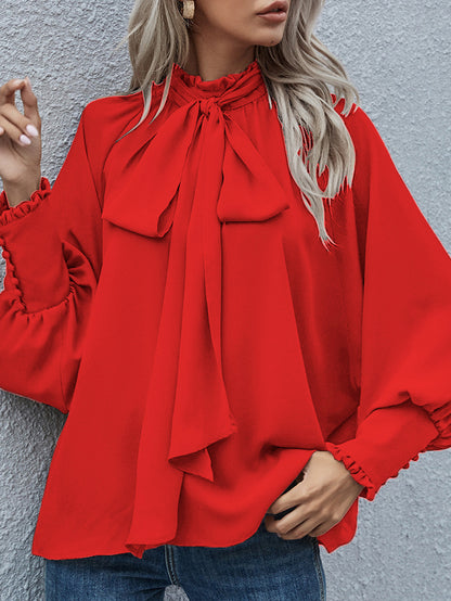 Chemisier femme avec col à nœud et manches volumineuses Chic und Stil