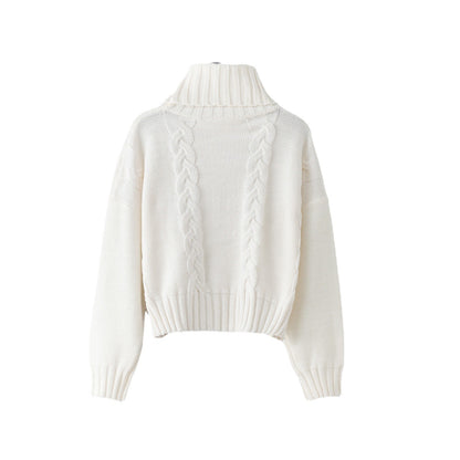 Pull en grosse maille pour femmes avec col haut et motif en torsade unique Chic und Stil
