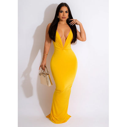 Robe maxi élégante pour femmes avec décolleté en V profond et coupe moulante Chic und Stil