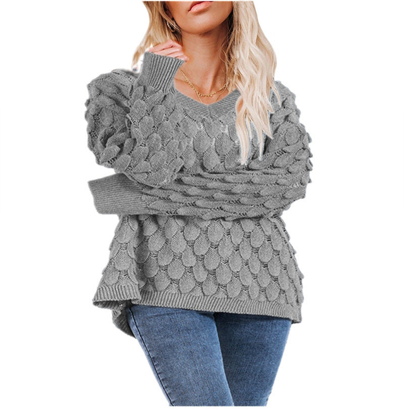 Pull en tricot pour femmes avec design en nid d'abeille texturé Chic und Stil