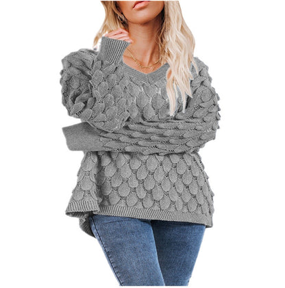 Pull en tricot pour femmes avec design en nid d'abeille texturé Chic und Stil