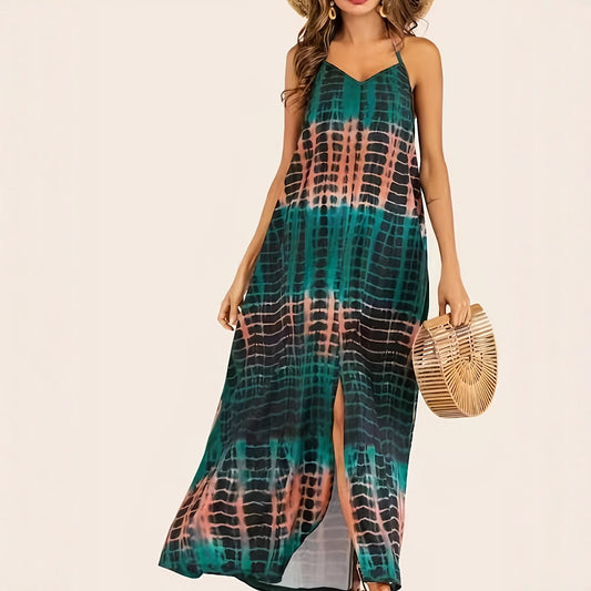 Robe maxi femme avec décolleté en V profond et fente chic Chic und Stil