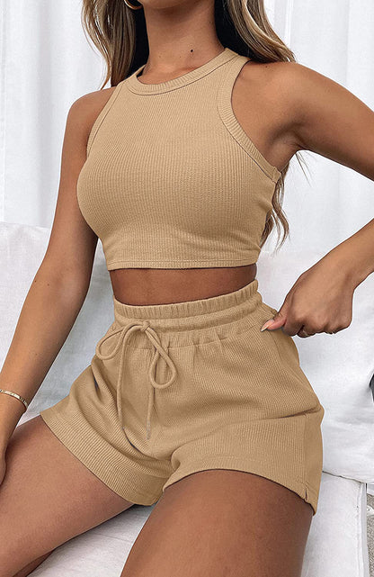 Tenue courte sportive à deux pièces pour femmes avec structure côtelée Chic und Stil