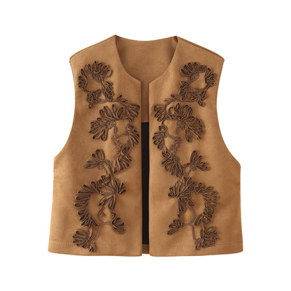 Dames gilet avec design floral en broderie Chic und Stil