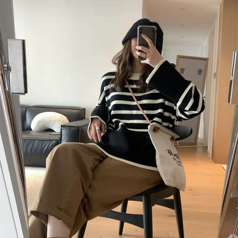 Pull en tricot confortable pour femmes avec des rayures Chic und Stil
