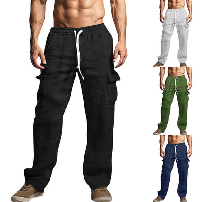 Men's cargo pants in a casual striped look with elastic waistband and practical side pockets Chic and style
