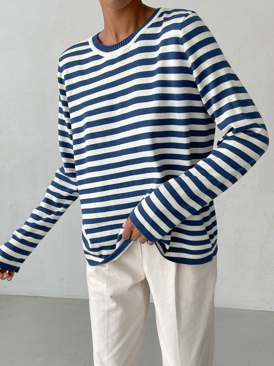 Pull over en tricot décontracté pour femmes avec motif rayé et coupe ample Chic und Stil