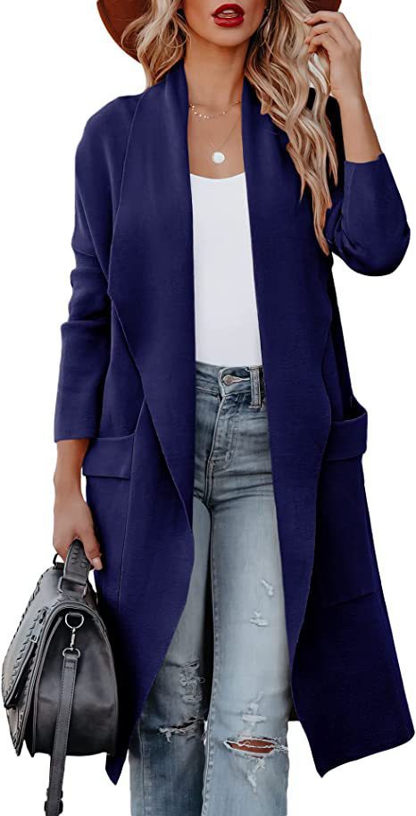 Dames Cardigan à manches longues tendance avec poches pratiques Chic und Stil
