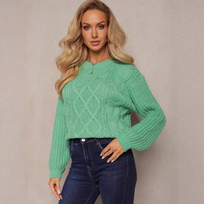 Pull en maille chunky décontracté pour femmes avec un design de tresse moderne et une coupe confortable Chic und Stil