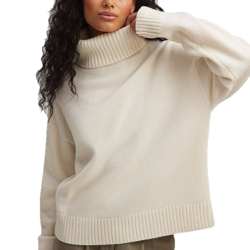 Dames pull-over col roulé fin en tricot doux Chic und Stil