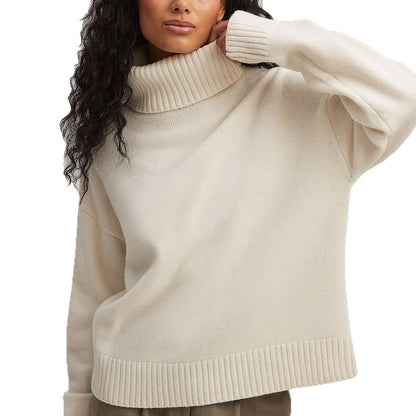 Dames pull-over col roulé fin en tricot doux Chic und Stil