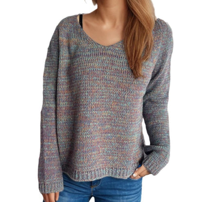 Pull femme décontracté à col en V avec motif maille texturée Chic und Stil