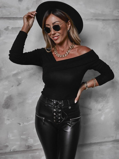 Dames Body à manches longues off-shoulder Chic und Stil