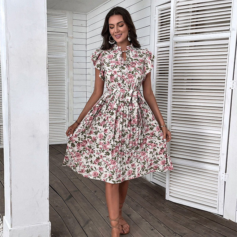 Robe portefeuille florale élégante pour femmes avec taille ajustable Chic und Stil