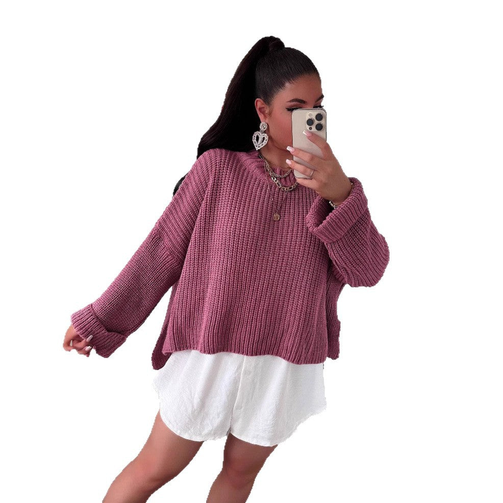 Pull en tricot surdimensionné pour femmes avec design à trous texturé et coupe décontractée Chic und Stil