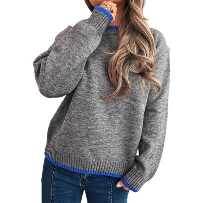 Pull en tricot confortable pour femmes avec des poignets contrastés et une coupe décontractée Chic und Stil