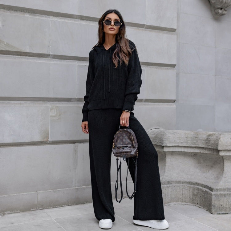 Dames Cozy combinaison tricot avec capuche et jambes larges Chic und Stil