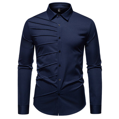 Chemise à manches longues tendance pour hommes avec un design de plis original Chic und Stil