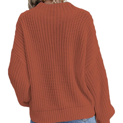 Pull en tricot décontracté pour femmes avec un décolleté rond profond et une coupe ample Chic und Stil