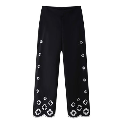 Loose pants for ladies with decorative embroidery Chic and Style