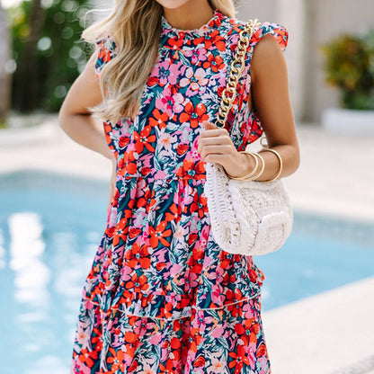 Robe d'été à volants florals pour femmes Chic und Stil