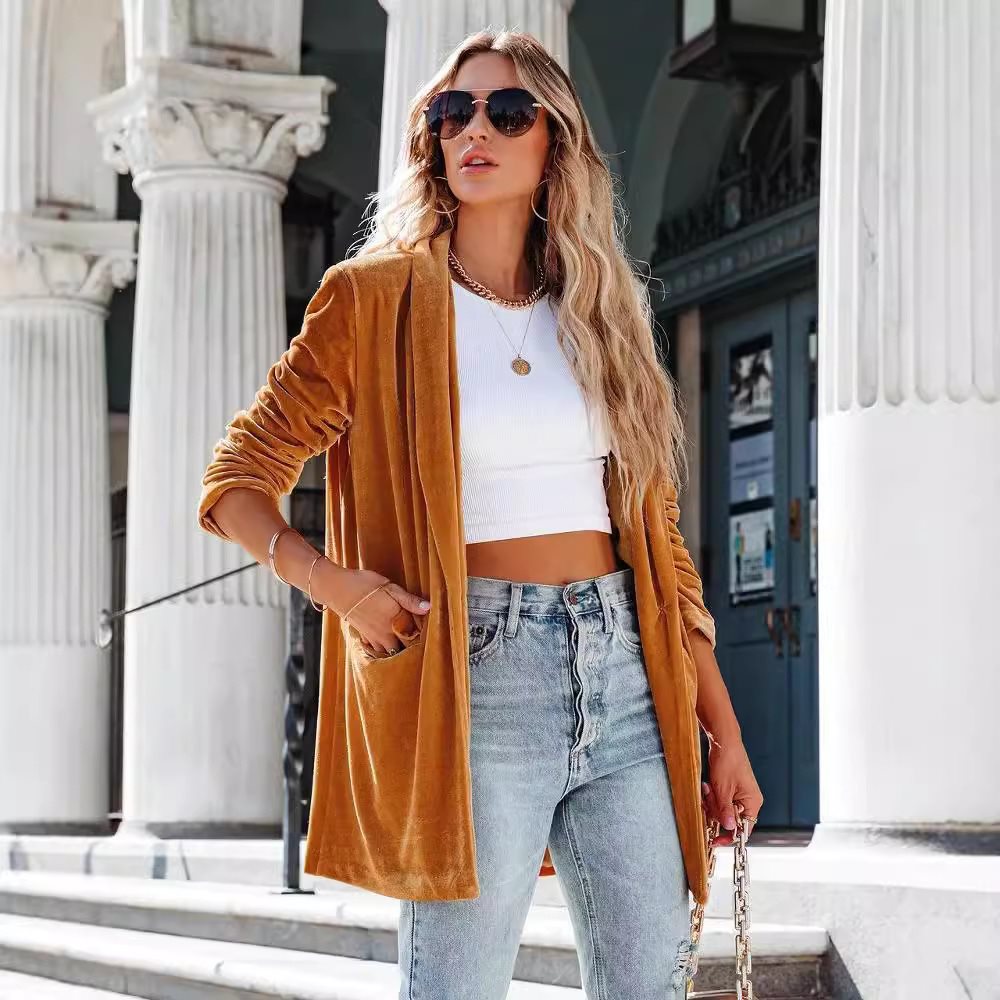 Dames élégante manteau long avec coupe décontractée et poches Chic und Stil