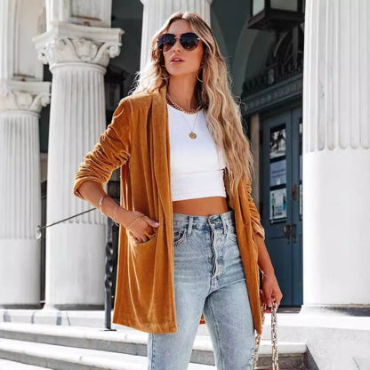 Dames élégante manteau long avec coupe décontractée et poches Chic und Stil