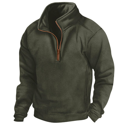 Fleece pullover for men with half-zip and textured design Chic and Style