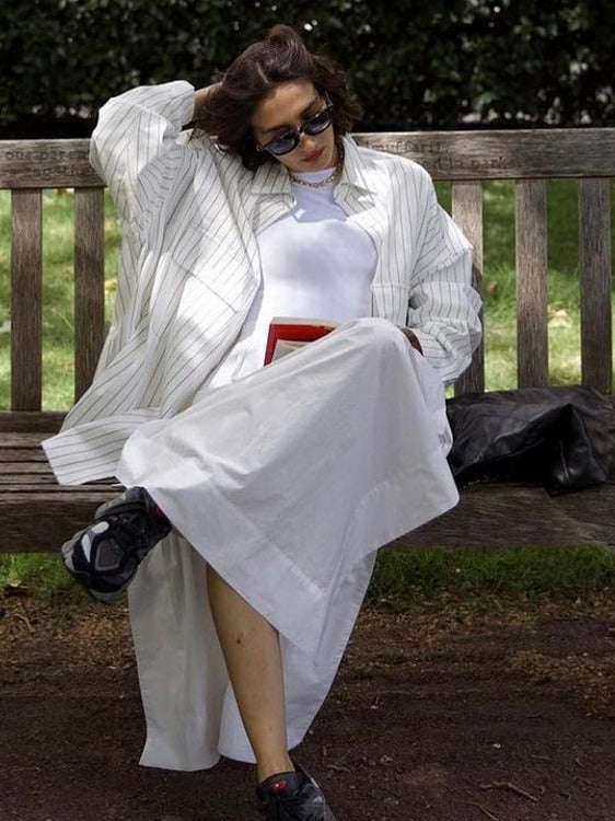 Robe chemise rayée oversize Chic und Stil pour femmes