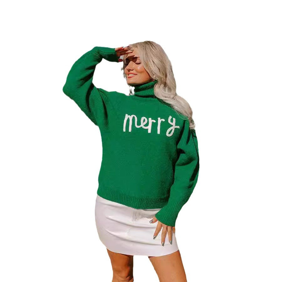 Pull à col roulé pour femmes avec motif de Noël amusant Chic und Stil