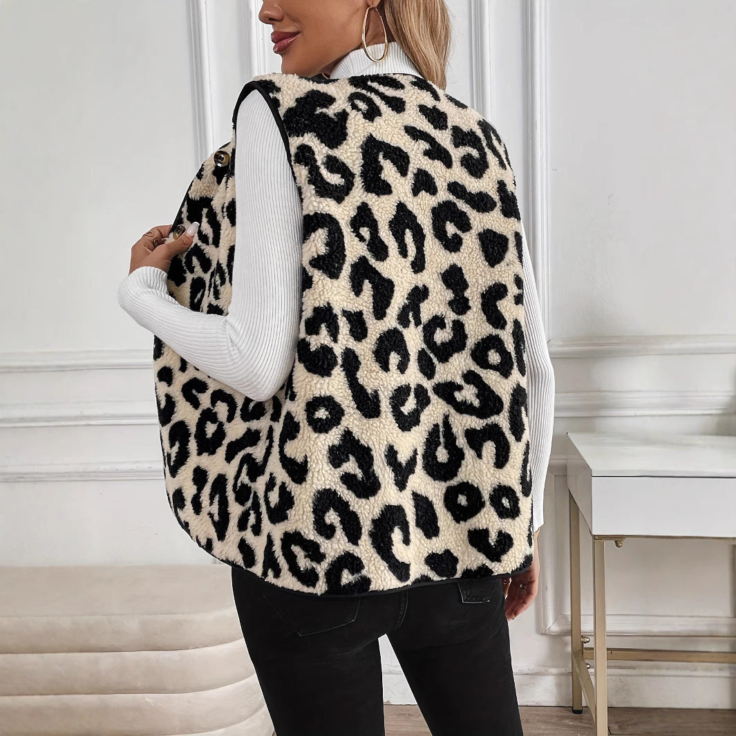 Dames Douillette Gilet en Fleece Leo Chic und Stil