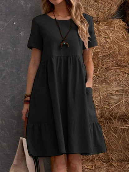 Robe d'été décontractée pour femmes avec poches et volants Chic und Stil