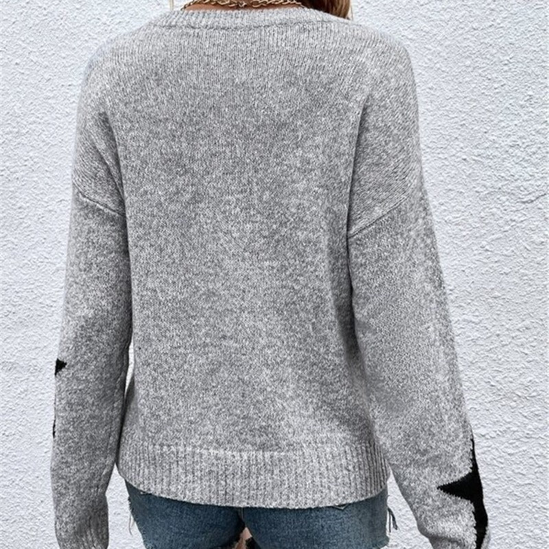 Pull en tricot pour femmes avec un motif étoile frappant et col rond Chic und Stil
