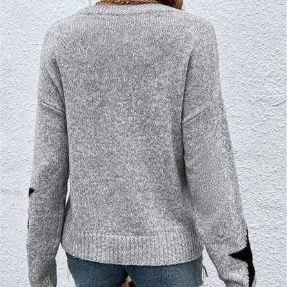 Pull en tricot pour femmes avec un motif étoile frappant et col rond Chic und Stil