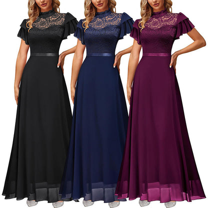 Robe maxi élégante à superposition en dentelle pour femmes Chic und Stil