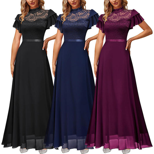 Robe maxi élégante à superposition en dentelle pour femmes Chic und Stil