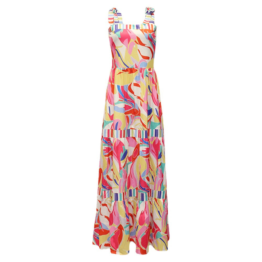 Robe maxi bohème pour femmes avec des détails de volants empilés Chic und Stil