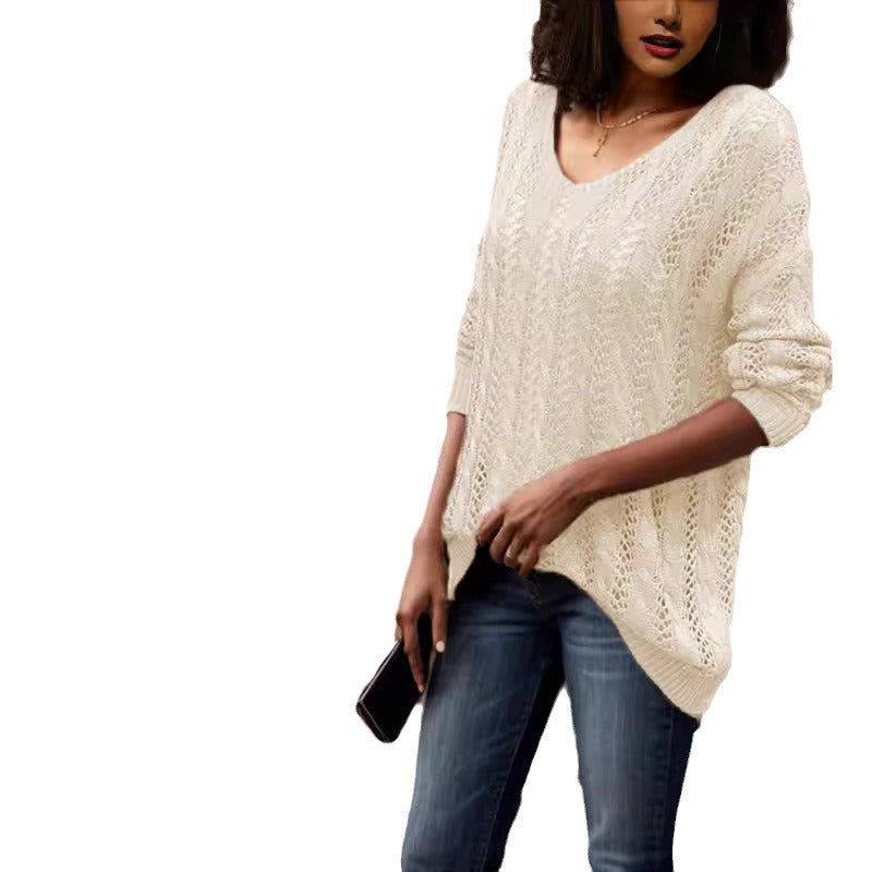 Pull femme tricoté avec un motif aéré en losanges et coupe large Chic und Stil